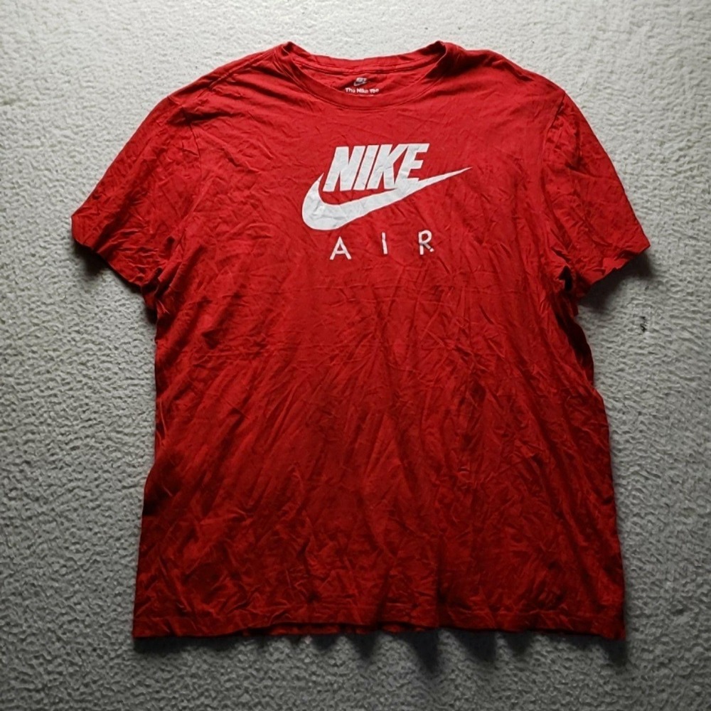 Nike Shirt Mens 2XL Red Nike Air Logo Graphic Tee Tagless Cotton Jersey